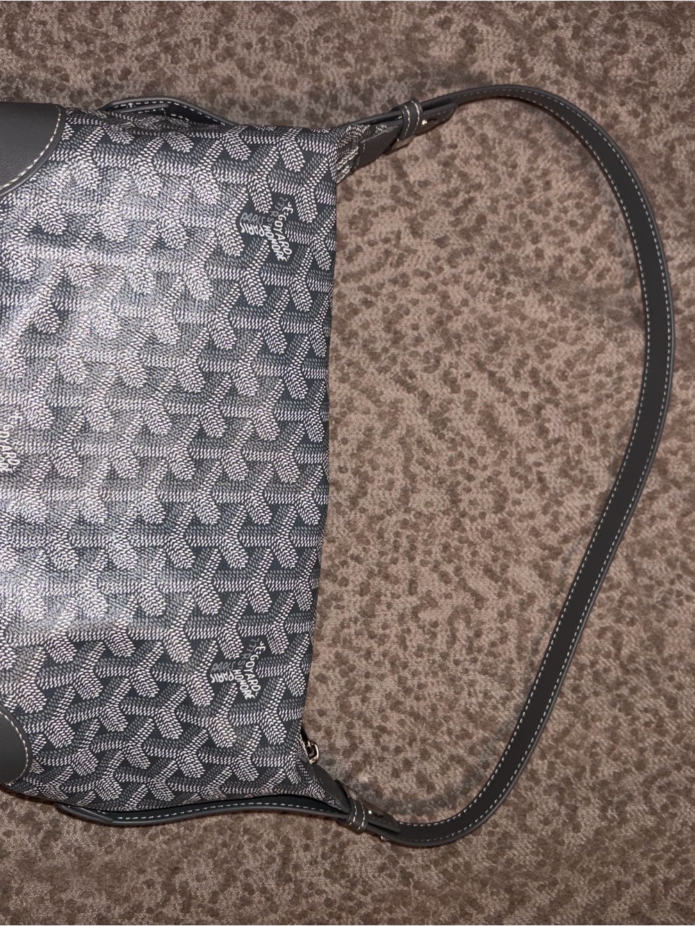 Gray Chevron Monogram Shoulder Hobo Bag